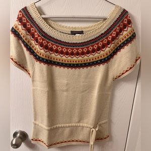 Cream Nordic Style Blouse with Tie Waist